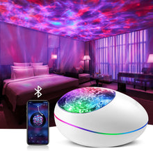 Load image into Gallery viewer, Lucky Stone Ocean Wave Projector Night Light Lamp Bluetooth Music Player Remote Control Colorful Led Projection Nightlight