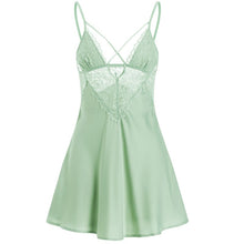 Load image into Gallery viewer, Luxury Pajamas for Women Women Silk Sleepwear Set Summer Thin Lace Hot Temptation Strap Sleep Tops with Panty Solid V-Neck