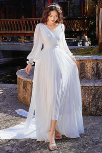Luxury Red &amp; White Chiffon Long Dress For Elegant Lady Gorgeous V-Neck Lanter Sleeve Floor Length Bohimian Beach Dresses Vestido