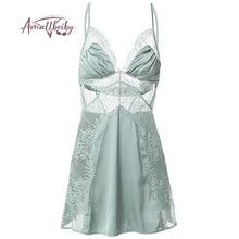 Load image into Gallery viewer, Luxury Sexy Silk Nightdress Lace Hollow Beautiful Back Nightwear 2020 New Autumn/winter Women Sleepwear Sling Sleeping Dress