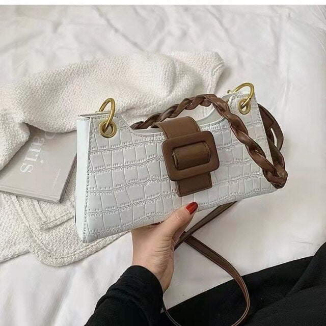 Luxury baguette texture retro new fashion one-shoulder underarm stone pattern diagonal bag