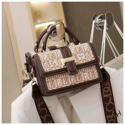 Luxury high design female bag 2022 new retro fashion letter hit color portable small square bag shoulder messenger bag