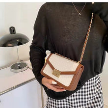 Load image into Gallery viewer, Luxury niche design contrast color western diamond embossed chain one-shoulder messenger handbag