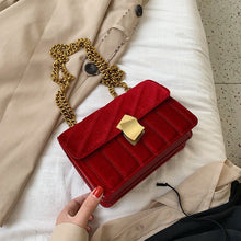 Load image into Gallery viewer, Luxury women crossbody bag high quality velvet chain female designer shoulder bag Splicing package party small square bags