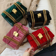 Load image into Gallery viewer, Luxury women crossbody bag high quality velvet chain female designer shoulder bag Splicing package party small square bags