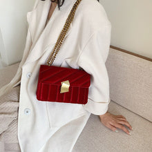 Load image into Gallery viewer, Luxury women crossbody bag high quality velvet chain female designer shoulder bag Splicing package party small square bags