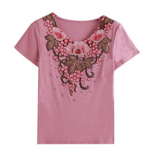 Load image into Gallery viewer, M-4XL New 2021 Summer Tops Fashion Casual Short Sleeve Embroidered  T-shirt Women Plus Size Women Shirt Blusas