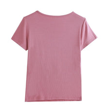 Load image into Gallery viewer, M-4XL New 2021 Summer Tops Fashion Casual Short Sleeve Embroidered  T-shirt Women Plus Size Women Shirt Blusas