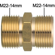 Load image into Gallery viewer, M22 Pressure Washer Hose Extension Coupler, Metric M22-14mm Male Thread to M22-14mm Male Fitting, Solid Brass, 5000PSI