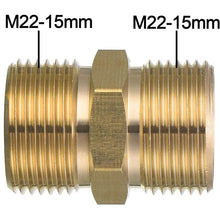 Load image into Gallery viewer, M22 Pressure Washer Hose Extension Coupler, Metric M22-14mm Male Thread to M22-14mm Male Fitting, Solid Brass, 5000PSI