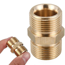 Load image into Gallery viewer, M22 Pressure Washer Hose Extension Coupler, Metric M22-14mm Male Thread to M22-14mm Male Fitting, Solid Brass, 5000PSI