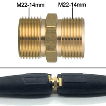 Load image into Gallery viewer, M22 Pressure Washer Hose Extension Coupler, Metric M22-14mm Male Thread to M22-14mm Male Fitting, Solid Brass, 5000PSI
