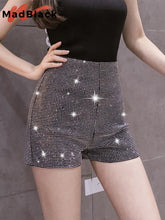 Load image into Gallery viewer, MadBlack Fall Winter Rhinestone Shorts Chic Sexy Shiny Full Diamonds Women Stretch High Waist Glittering Bling New Hot B1N501L