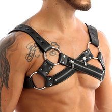 Load image into Gallery viewer, Male Leather Harness for Mens Adjustable Bondage Clubwear Gay Shoulder Body Chest Muscle Harness Belt Straps Punk Rave Costumes