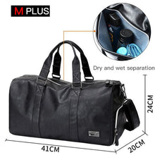 Load image into Gallery viewer, Male Leather Travel Bag Large Duffle Independent Shoes Storage Big Fitness Bags Handbag Bag Luggage Shoulder Bag Black XA237WC