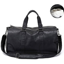 Load image into Gallery viewer, Male Leather Travel Bag Large Duffle Independent Shoes Storage Big Fitness Bags Handbag Bag Luggage Shoulder Bag Black XA237WC