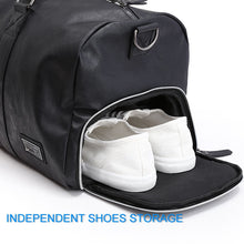 Load image into Gallery viewer, Male Leather Travel Bag Large Duffle Independent Shoes Storage Big Fitness Bags Handbag Bag Luggage Shoulder Bag Black XA237WC