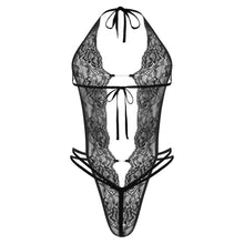 Load image into Gallery viewer, Man Sissy Catsuit Teddy Bodysuit Black Floral Lace Transparent Erotic Lingerie Sexy Nightwear Bodysuits Body Wear Sexy Lingerie