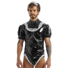 Load image into Gallery viewer, Men Adults Sissy Maid Costumes Wetlook Maid Leotard Bodysuit Men Amine Cosplay Costume Waitress Maid Party Clubwear Costumes