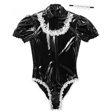 Load image into Gallery viewer, Men Adults Sissy Maid Costumes Wetlook Maid Leotard Bodysuit Men Amine Cosplay Costume Waitress Maid Party Clubwear Costumes