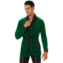 Load image into Gallery viewer, Men Christmas Kimono Bathrobe Nightwear Autumn Velvet Robe Tops With Belt Winter Warm Sleepwear Nightgown Male Loose Home Wear