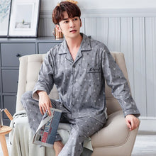Load image into Gallery viewer, Men Pyjama Set Soft Long Seleeve 2 Pcs Pajama Sets For Men Long Sleeve Cotton Sleepwear Suit Loungewear Homewear Home Clothes