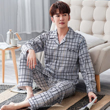 Load image into Gallery viewer, Men Pyjama Set Soft Long Seleeve 2 Pcs Pajama Sets For Men Long Sleeve Cotton Sleepwear Suit Loungewear Homewear Home Clothes