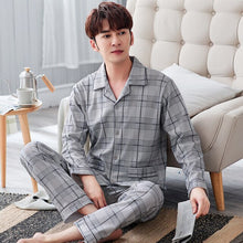 Load image into Gallery viewer, Men Pyjama Set Soft Long Seleeve 2 Pcs Pajama Sets For Men Long Sleeve Cotton Sleepwear Suit Loungewear Homewear Home Clothes