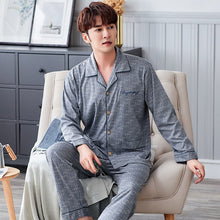Load image into Gallery viewer, Men Pyjama Set Soft Long Seleeve 2 Pcs Pajama Sets For Men Long Sleeve Cotton Sleepwear Suit Loungewear Homewear Home Clothes