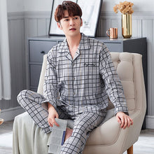 Load image into Gallery viewer, Men Pyjama Set Soft Long Seleeve 2 Pcs Pajama Sets For Men Long Sleeve Cotton Sleepwear Suit Loungewear Homewear Home Clothes