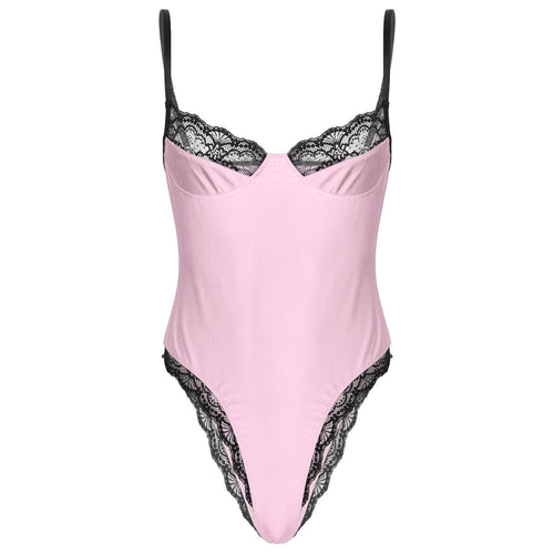 Men Sexy Lace Bodycon Lingerie Bodysuit Bodystocking Sissy Gay Male Sleeveless Lingerie Teddies Catsuit Nightwear Pajamas