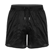 Load image into Gallery viewer, Men Stretch Swim Trunks Elastic Waist See-Through Drawstring Quick Dry Beach Shorts with Pockets and Bulit-in Mesh Lining Briefs