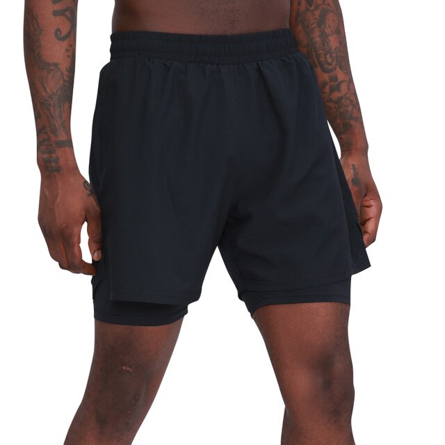 Men's 2 in 1 Sport Shorts Quick-Dry Breathable Pockets Short Pants for Basketball Running Gym Fitness Beach Shorts