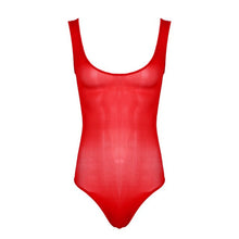 Load image into Gallery viewer, Mens Erotic Bodycon Glossy Scoop Neck Sleeveless Sexy Jumpsuit See-through Skinny Leotard Catsuit For Lingerie Party Honeymoon