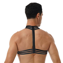 Load image into Gallery viewer, Mens Erotic Vest Tops Tank Body Shoulder Chest Elastic Strap O Ring Front Harness Belt For Role Play Party Club Pole Dancing