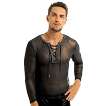 Load image into Gallery viewer, Mens Exotic Transparent Tank Shirt See Through Mesh Long Sleeve Sexy T-Shirt Club Wear Sex Breathable Casual Nightclub Tops Tee