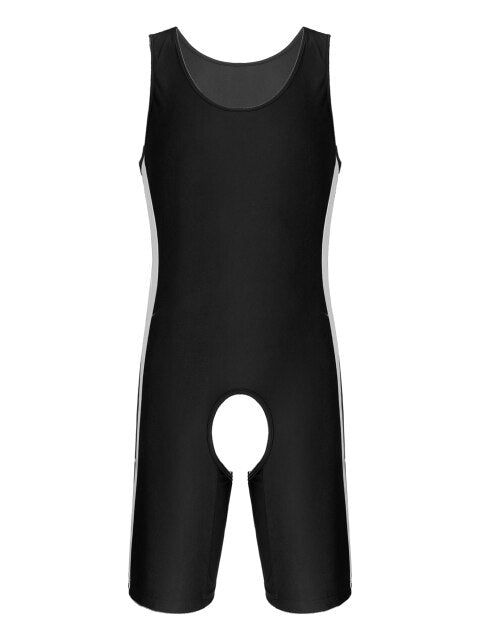 Mens Gay Male Catsuit Sexy Bodysuit Crotchless Open Butt Sissy Cut Out Teddies Body Stocking Nightwear Clubwear Costumes