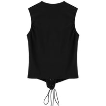 Load image into Gallery viewer, Mens Gothic Punk Lace-up Front Tank Top Adjustable Buckle Decor Sleeveless T-shirt For Rave Party Music Festival Rock Concert