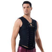 Load image into Gallery viewer, Mens Gothic Punk Lace-up Front Tank Top Adjustable Buckle Decor Sleeveless T-shirt For Rave Party Music Festival Rock Concert