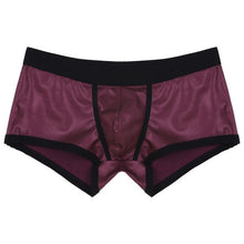 Load image into Gallery viewer, Mens Hot Faux Leather Boxer Shorts Sports Swimming Trunks Swimwear Bulge Pouch Low Waist Elastic Waistband Underpants Underwear