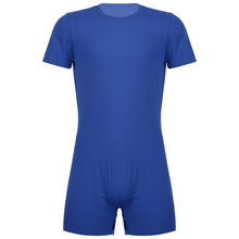 Load image into Gallery viewer, Mens  Male Short Bodysuit Zipper One-pieces Rompers Round Neck Casual Invisible Jumpsuit for Summer Sports Exercise Running