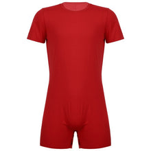 Load image into Gallery viewer, Mens  Male Short Bodysuit Zipper One-pieces Rompers Round Neck Casual Invisible Jumpsuit for Summer Sports Exercise Running