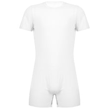 Load image into Gallery viewer, Mens  Male Short Bodysuit Zipper One-pieces Rompers Round Neck Casual Invisible Jumpsuit for Summer Sports Exercise Running