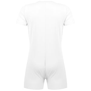 Mens  Male Short Bodysuit Zipper One-pieces Rompers Round Neck Casual Invisible Jumpsuit for Summer Sports Exercise Running