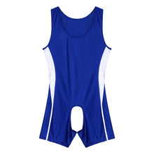 Load image into Gallery viewer, Mens One-piece Leotard Crotchless Open Butt Jumpsuit Nightwear Color Block Patchwork Slim Fit Catsuit U Neck Sleeveless Bodysuit