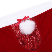 Load image into Gallery viewer, Mens Red Lingerie Velvet Funny Christmas Boxer Shorts Santa Claus Underwear Low Rise Shiny Sequins Bulge Pouch with a Plush Ball