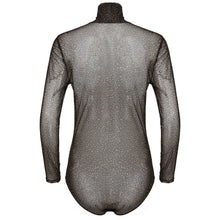 Load image into Gallery viewer, Mens See-through Mesh Leopard Printed Romper Jumpsuit Turtle Neck Long Sleeve Bodycon Bodysuit Party Stage Show Sexy Clubwear