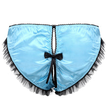 Load image into Gallery viewer, Mens Sissy Lace Exotic Lingerie Panties with Crotchless Thong Briefs Mesh Ruffles Trim Bowknot Underwear Low Rise Underpants