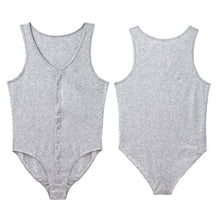 Load image into Gallery viewer, Mens Solid Color Jumpsuits Round Neck Sleeveless Bodysuit Leotard Press Button Closure Skinny Bodycon Gym Fitness Sportswear