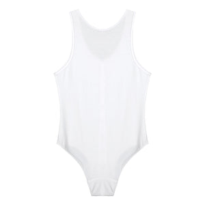 Mens Solid Color Jumpsuits Round Neck Sleeveless Bodysuit Leotard Press Button Closure Skinny Bodycon Gym Fitness Sportswear